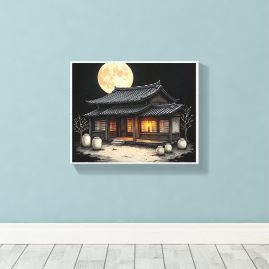 Traditioneel Koreaans huis Canvas Afdruk (Insitu (Houten vloer))