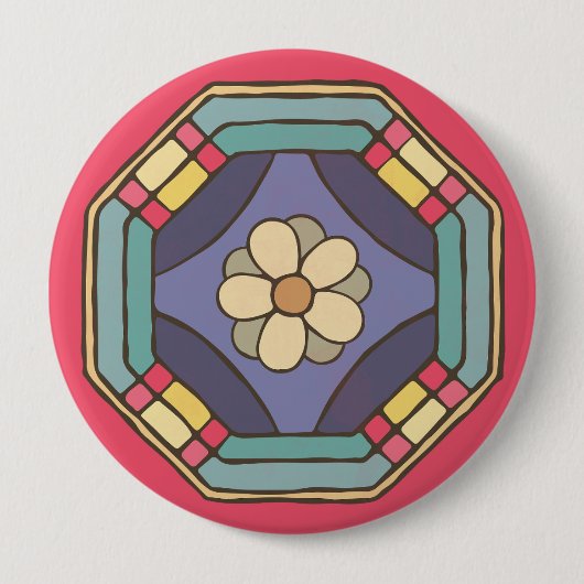 Traditioneel Koreaans patroon Ronde Button 4,0 Cm (Voorkant)