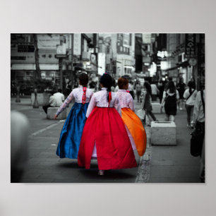 traditioneel koreaanse meisjesfotografie poster