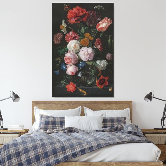 Traditioneel kunstwerk - bloemen canvas afdruk (Insitu (Slaapkamer))