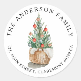 Traditioneel label voor retouradres kerstboom