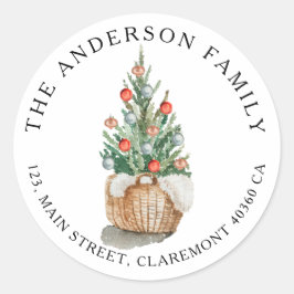 Traditioneel label voor retouradres kerstboom