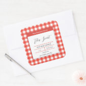 Traditioneel land rode gingham kaars label (Envelop)