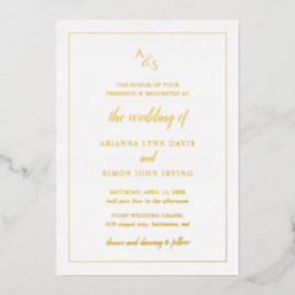Traditioneel legant plechtig monogram weddenschap  folie uitnodiging