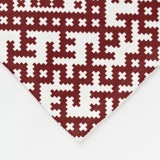 Traditioneel Lets rood ontwerp Auseklis Fleece Deken (Hoek)