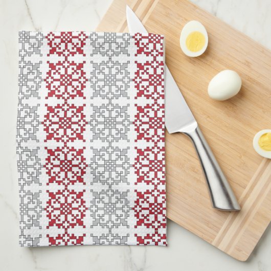 Traditioneel Lets ZUN-teken geometrisch patroon I Theedoek (Quarter Fold)