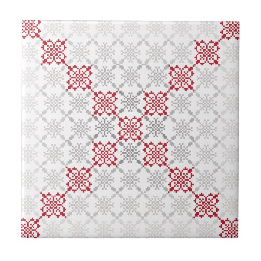 Traditioneel Lets ZUN-teken geometrisch patroon II Tegeltje (Voorkant)