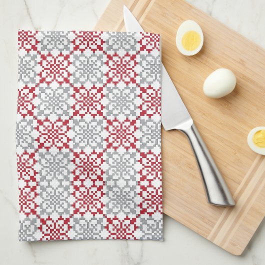 Traditioneel Lets ZUN-teken geometrisch patroon II Theedoek (Quarter Fold)