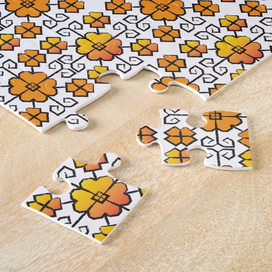 Traditioneel Lets ZUN-teken geometrisch patroon V Legpuzzel (Zijkant)