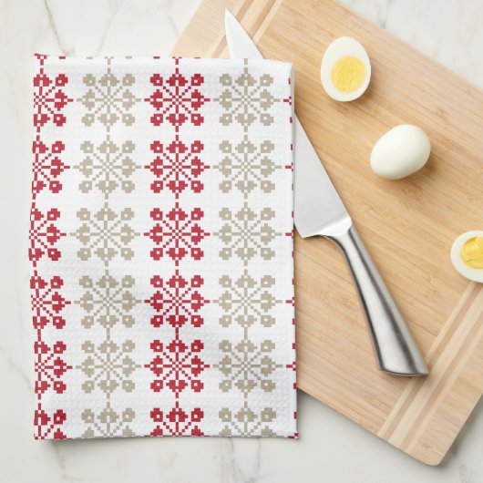 Traditioneel Lets ZUN-teken geometrisch patroon VI Theedoek (Quarter Fold)