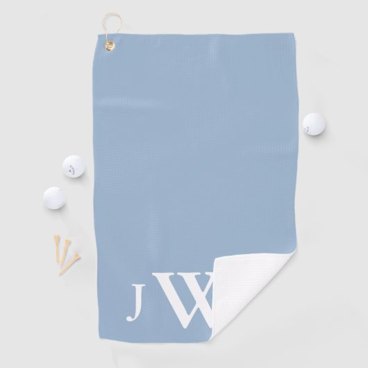 Traditioneel licht blauw en wit monogram golfhanddoek (Insitu)