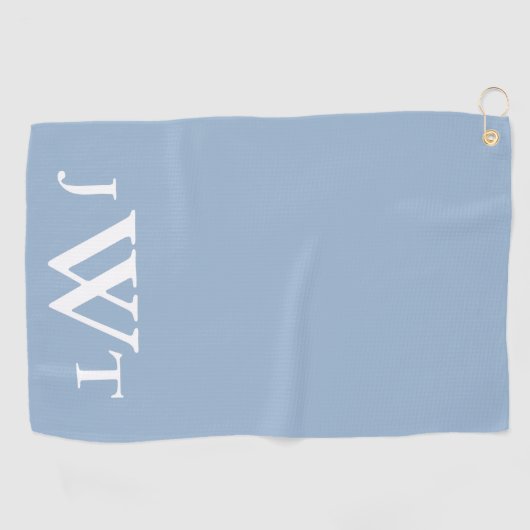Traditioneel licht blauw en wit monogram golfhanddoek (Horizontaal)