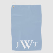 Traditioneel licht blauw en wit monogram golfhanddoek (Voorkant)