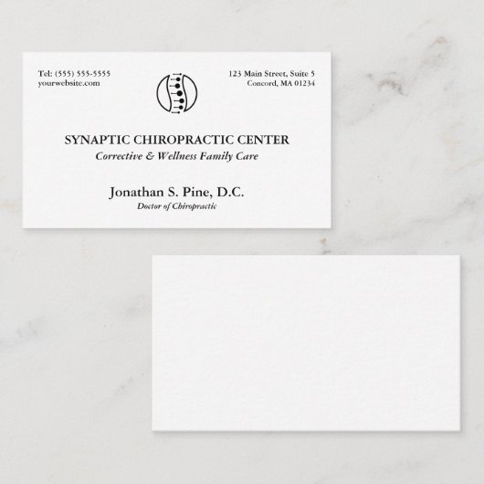 Traditioneel Logo-chiropractisch Visitekaartje (Voorkant / Achterkant)