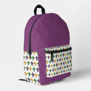 Traditioneel Mardi Gras gekleurd Fleur de Lis patr Bedrukte Rugzak