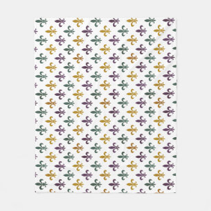 Traditioneel Mardi Gras gekleurd Fleur de Lis patr Fleece Deken
