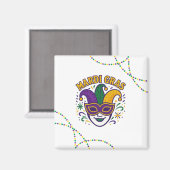 Traditioneel Mardi Gras gekleurd masker Magneet (Voorkant / Achterkant)