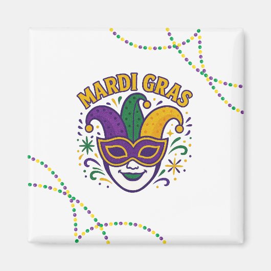 Traditioneel Mardi Gras gekleurd masker Magneet (Voorkant)
