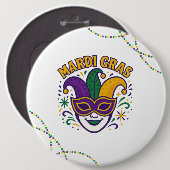 Traditioneel Mardi Gras gekleurd masker Ronde Button 6,0 Cm (Voorkant /achterkant)