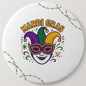 Traditioneel Mardi Gras gekleurd masker Ronde Button 6,0 Cm (Voorkant)