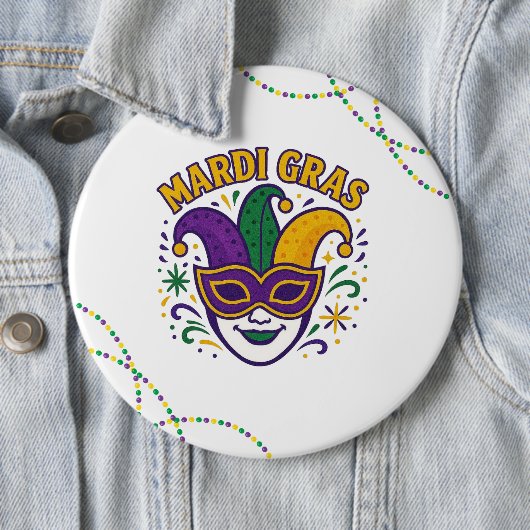 Traditioneel Mardi Gras gekleurd masker Ronde Button 6,0 Cm (In situ)