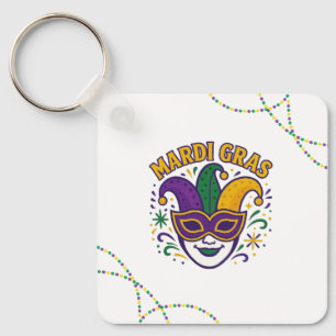 Traditioneel Mardi Gras gekleurd masker Sleutelhanger
