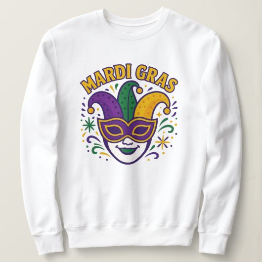 Traditioneel Mardi Gras gekleurd masker Trui (Design voorkant)