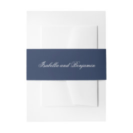 Traditioneel marineblauw formeel elegant huwelijk uitnodigingen wikkel