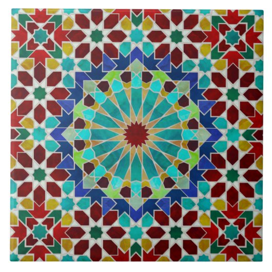 Traditioneel Marokkaans Kleurrijk Mozaïek Tegeltje (Voorkant)