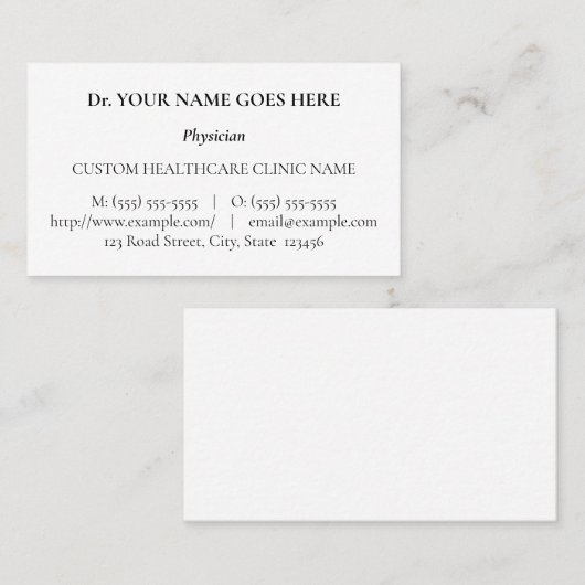 Traditioneel medisch professioneel Visitekaartje (Voorkant / Achterkant)