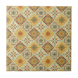 Traditioneel mediterraan majolica bloempatroon tegeltje