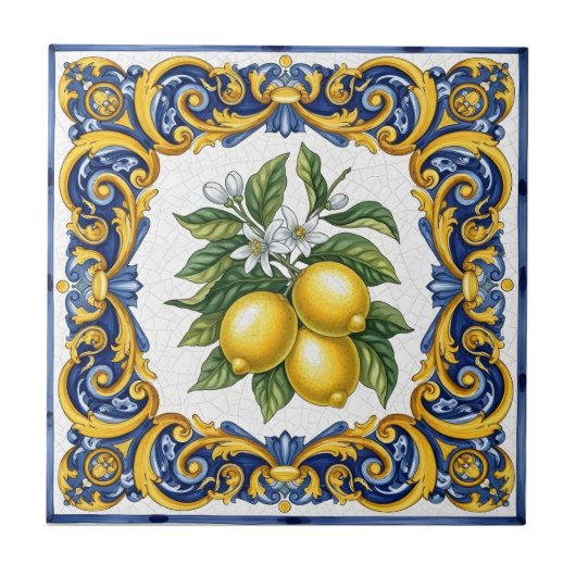 Traditioneel mediterraan majolicacitroen tegeltje (Voorkant)