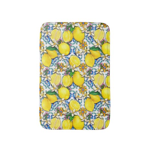 Traditioneel mediterraan patroon met leemons badmat (Voorkant Verticaal)
