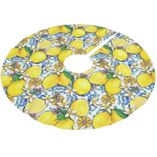 Traditioneel mediterraan patroon met leemons kerstboom rok (Gekanteld)