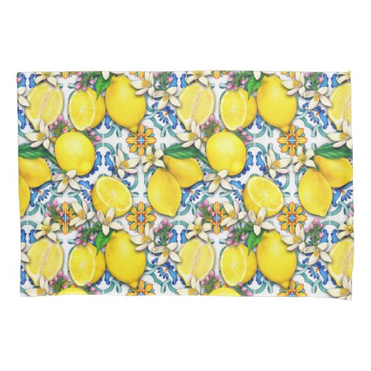 Traditioneel mediterraan patroon met leemons kussensloop (Voorkant)