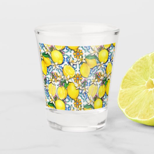 Traditioneel mediterraan patroon met leemons shot glas (Voorkant)