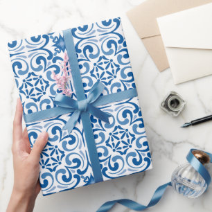 Traditioneel mediterraan Portugees Azulejo Cadeaupapier