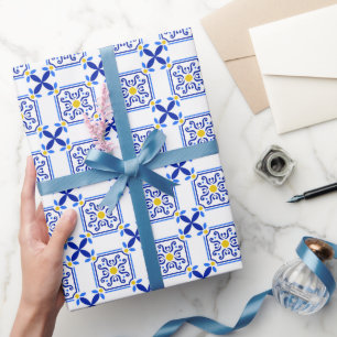 Traditioneel mediterraan Portugees Azulejo Cadeaupapier