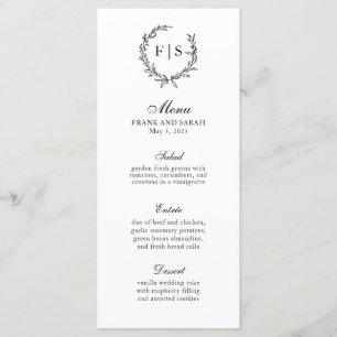 Traditioneel menu Zwart-wit monogram Wreater