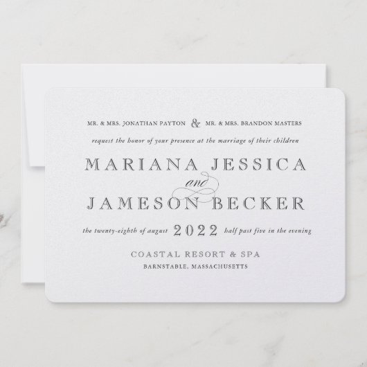 Traditioneel met een Modern Twist Wedding Uitnodig Kaart (Voorkant)