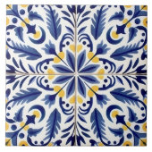 Traditioneel Mexicaans blauw ventilator decoratief Tegeltje (Voorkant)