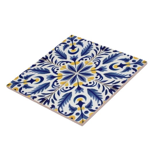 Traditioneel Mexicaans blauw ventilator decoratief Tegeltje (Zijkant)