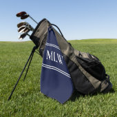 Traditioneel Midnight Blue Witte Monogram Beginlet Golfhanddoek (Groen)