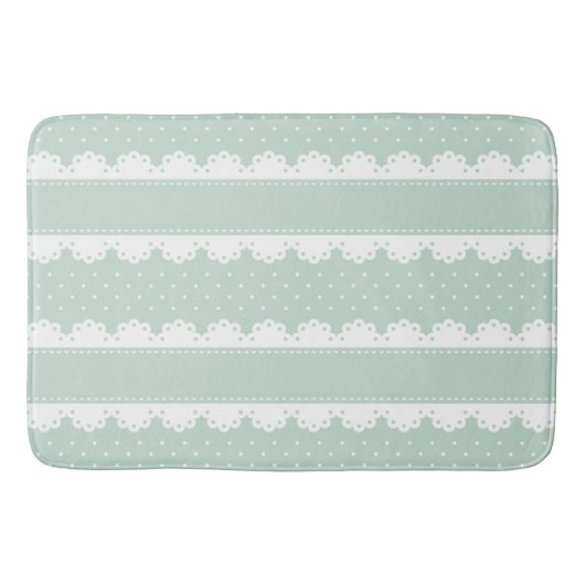 Traditioneel Mint White Lace Stripes Pattern Badmat (Voorkant)