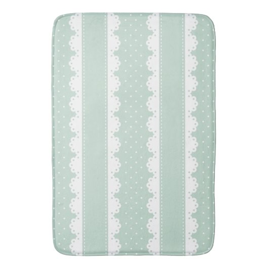 Traditioneel Mint White Lace Stripes Pattern Badmat (Voorkant Verticaal)