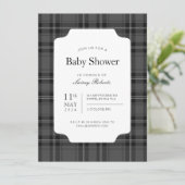 Traditioneel monochroom zwart-wit tartan ruitjespa kaart (Staand voorkant)