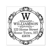 Traditioneel monogram cirkel retouradres  zelfinktende stempel (Design)