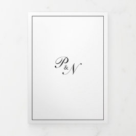 Traditioneel Monogram Formeel Elegant Trouwen Drieluik Uitnodiging