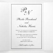 Traditioneel Monogram Formeel Elegant Trouwen Drieluik Uitnodiging (Binnenkant midden)