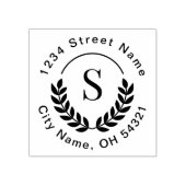 Traditioneel Monogram Initiaal Laurel Return-adres Rubberstempel (Afrduk)